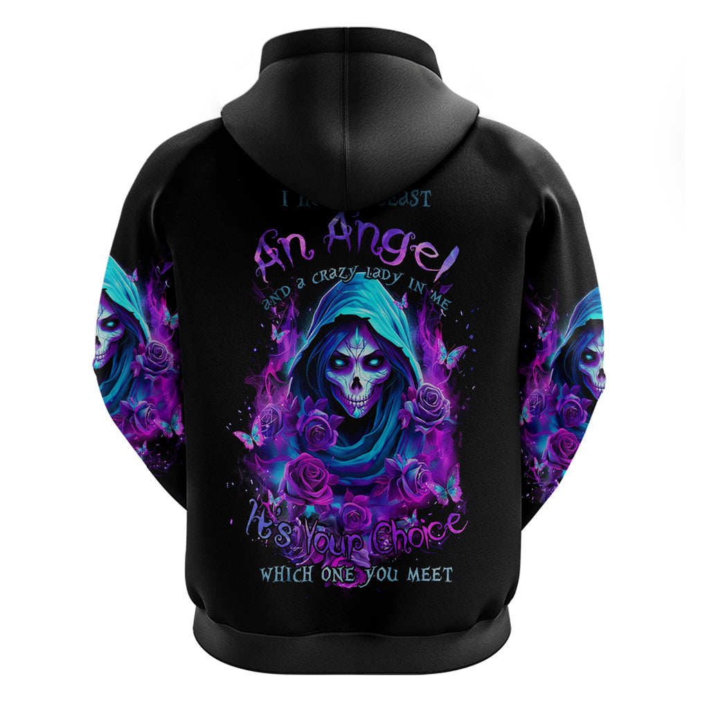 Witch Skull Zip Hoodie I Hold A Beast An Angel And Crazy Lady In Me - Wonder Print Shop
