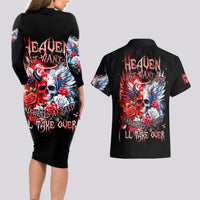 Evil Angel Skull Couples Matching Long Sleeve Bodycon Dress and Hawaiian Shirt Heaven Don't Want Me And Hell Afraid - Wonder Print Shop