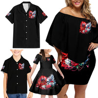 Evil Angel Skull Family Matching Off Shoulder Short Dress and Hawaiian Shirt Heaven Don't Want Me And Hell Afraid - Wonder Print Shop