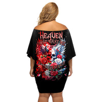 Evil Angel Skull Family Matching Off Shoulder Short Dress and Hawaiian Shirt Heaven Don't Want Me And Hell Afraid - Wonder Print Shop