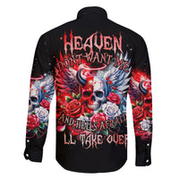 Evil Angel Skull Family Matching Puletasi and Hawaiian Shirt Heaven Don't Want Me And Hell Afraid - Wonder Print Shop