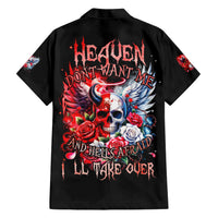 Evil Angel Skull Family Matching Short Sleeve Bodycon Dress and Hawaiian Shirt Heaven Don't Want Me And Hell Afraid - Wonder Print Shop