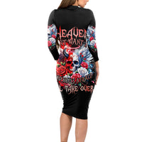 Evil Angel Skull Long Sleeve Bodycon Dress Heaven Don't Want Me And Hell Afraid - Wonder Print Shop