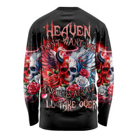 Evil Angel Skull Long Sleeve Shirt Heaven Don't Want Me And Hell Afraid - Wonder Print Shop