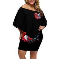 Evil Angel Skull Off Shoulder Short Dress Heaven Don't Want Me And Hell Afraid - Wonder Print Shop