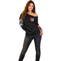 Evil Angel Skull Off Shoulder Sweater Heaven Don't Want Me And Hell Afraid - Wonder Print Shop