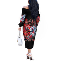 Evil Angel Skull Off The Shoulder Long Sleeve Dress Heaven Don't Want Me And Hell Afraid - Wonder Print Shop