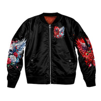Evil Angel Skull Sleeve Zip Bomber Jacket Heaven Don't Want Me And Hell Afraid - Wonder Print Shop