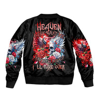 Evil Angel Skull Sleeve Zip Bomber Jacket Heaven Don't Want Me And Hell Afraid - Wonder Print Shop