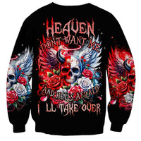 Evil Angel Skull Sweatshirt Heaven Don't Want Me And Hell Afraid - Wonder Print Shop
