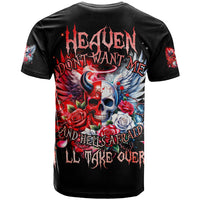 Evil Angel Skull T Shirt Heaven Don't Want Me And Hell Afraid - Wonder Print Shop