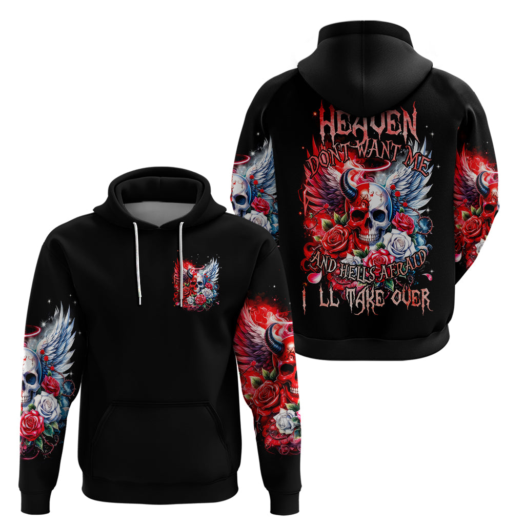Evil Angel Skull Zip Hoodie Heaven Don't Want Me And Hell Afraid - Wonder Print Shop