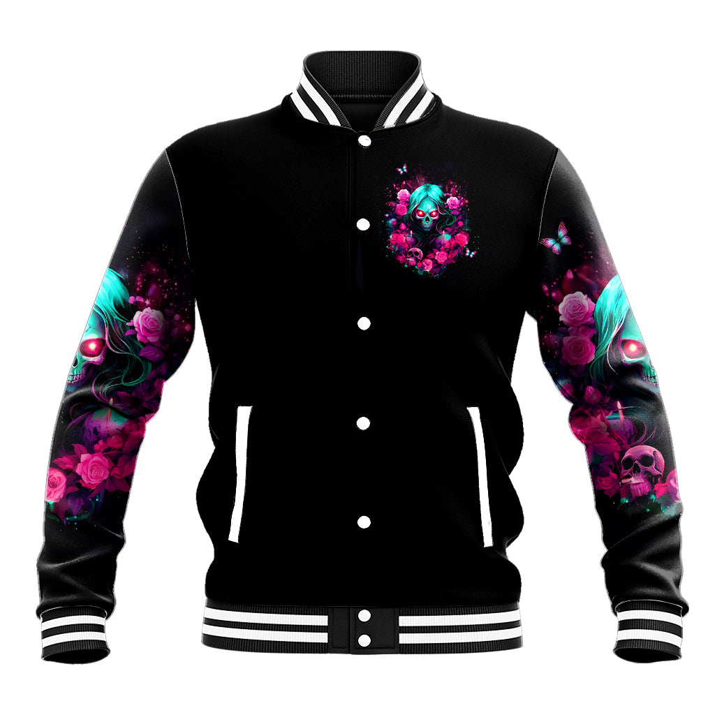 Rose Skull Baseball Jacket I'm Not Anti-Social I'm Just Not User Friendly - Wonder Print Shop