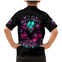 Rose Skull Family Matching Mermaid Dress and Hawaiian Shirt I'm Not Anti-Social I'm Just Not User Friendly - Wonder Print Shop