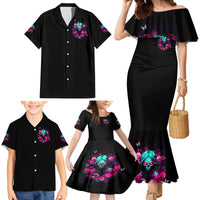 Rose Skull Family Matching Mermaid Dress and Hawaiian Shirt I'm Not Anti-Social I'm Just Not User Friendly - Wonder Print Shop