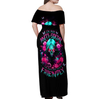 Rose Skull Family Matching Off Shoulder Maxi Dress and Hawaiian Shirt I'm Not Anti-Social I'm Just Not User Friendly - Wonder Print Shop