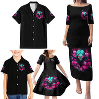 Rose Skull Family Matching Puletasi and Hawaiian Shirt I'm Not Anti-Social I'm Just Not User Friendly - Wonder Print Shop
