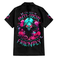 Rose Skull Hawaiian Shirt I'm Not Anti-Social I'm Just Not User Friendly - Wonder Print Shop