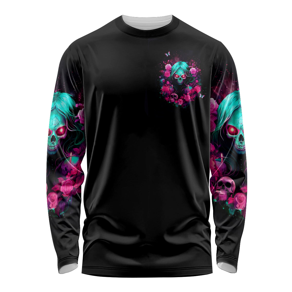 Rose Skull Long Sleeve Shirt I'm Not Anti-Social I'm Just Not User Friendly - Wonder Print Shop
