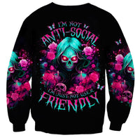 Rose Skull Sweatshirt I'm Not Anti-Social I'm Just Not User Friendly - Wonder Print Shop
