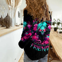 Rose Skull Women Casual Shirt I'm Not Anti-Social I'm Just Not User Friendly - Wonder Print Shop