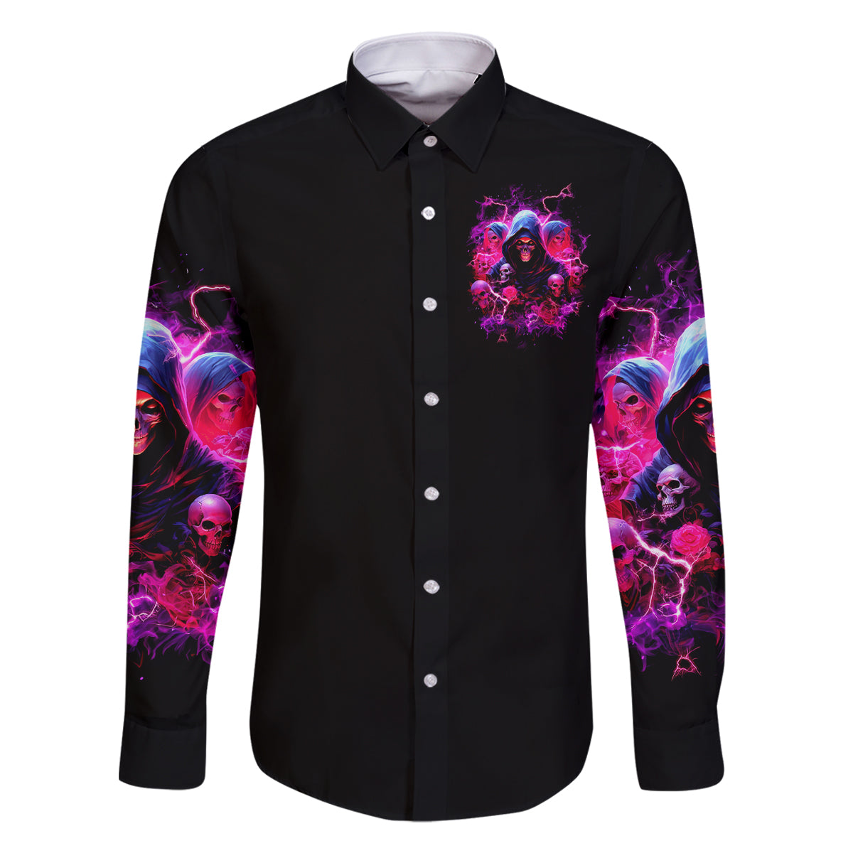 Witch Skull Family Matching Long Sleeve Bodycon Dress and Hawaiian Shirt I'm Not Anti-Social I'm Just Not User Friendly - Wonder Print Shop