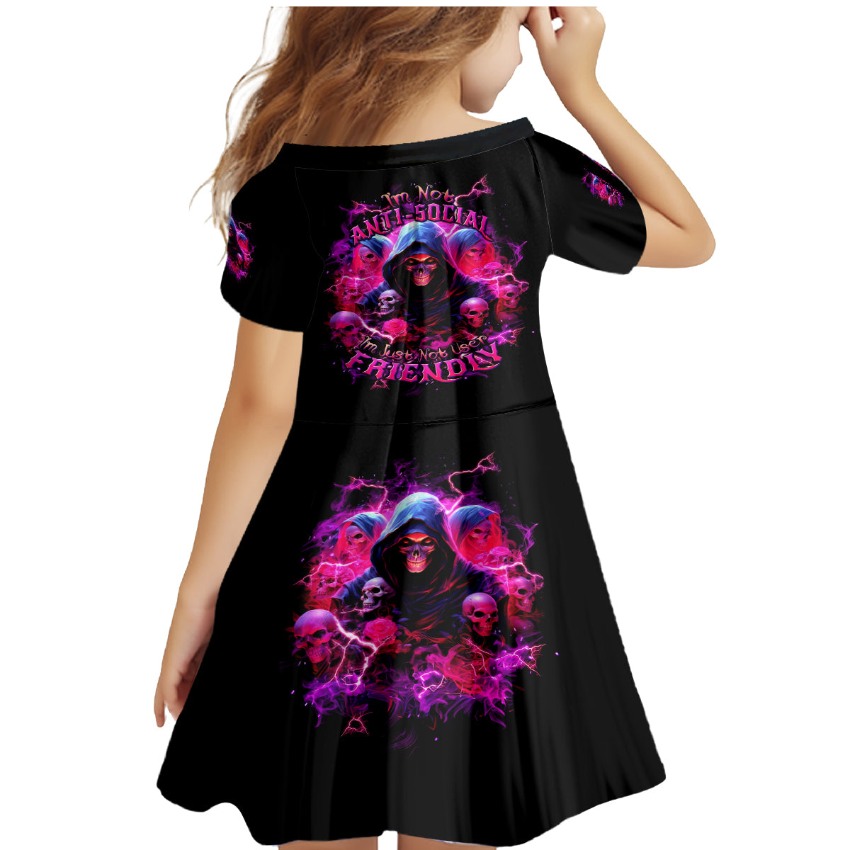 Witch Skull Family Matching Mermaid Dress and Hawaiian Shirt I'm Not Anti-Social I'm Just Not User Friendly - Wonder Print Shop