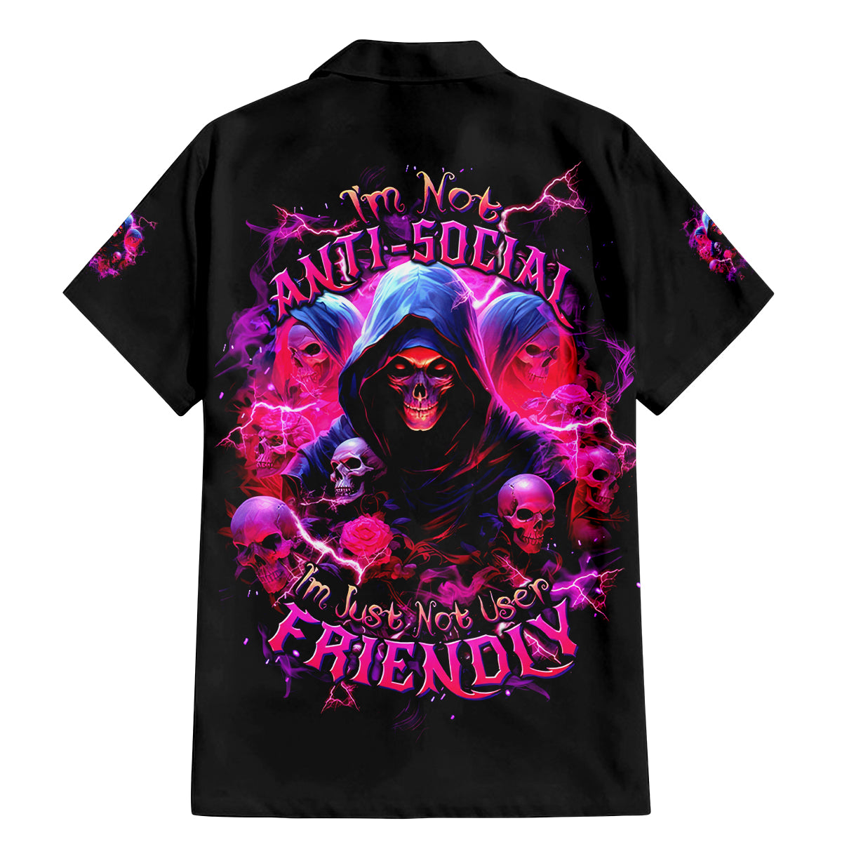 Witch Skull Family Matching Mermaid Dress and Hawaiian Shirt I'm Not Anti-Social I'm Just Not User Friendly - Wonder Print Shop