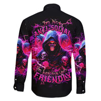 Witch Skull Family Matching Off Shoulder Long Sleeve Dress and Hawaiian Shirt I'm Not Anti-Social I'm Just Not User Friendly - Wonder Print Shop