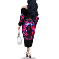 Witch Skull Family Matching Off Shoulder Long Sleeve Dress and Hawaiian Shirt I'm Not Anti-Social I'm Just Not User Friendly - Wonder Print Shop