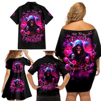 Witch Skull Family Matching Off Shoulder Short Dress and Hawaiian Shirt I'm Not Anti-Social I'm Just Not User Friendly - Wonder Print Shop