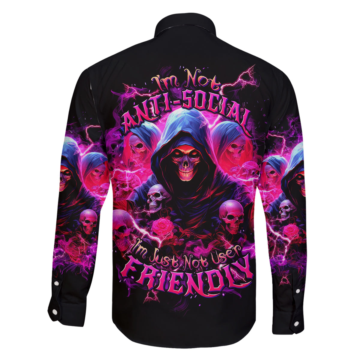 Witch Skull Family Matching Tank Maxi Dress and Hawaiian Shirt I'm Not Anti-Social I'm Just Not User Friendly - Wonder Print Shop