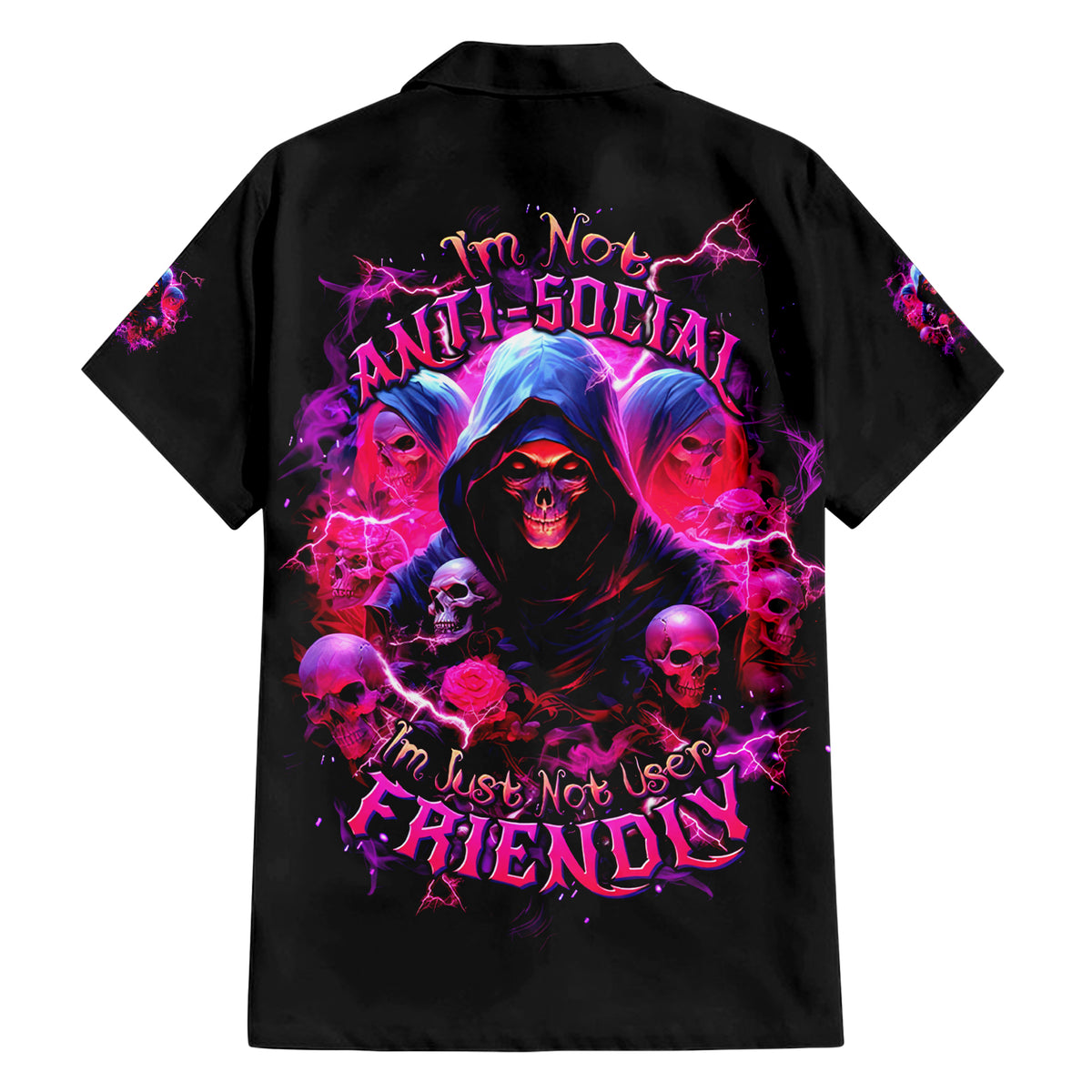 Witch Skull Hawaiian Shirt I'm Not Anti-Social I'm Just Not User Friendly - Wonder Print Shop