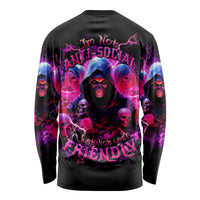 Witch Skull Long Sleeve Shirt I'm Not Anti-Social I'm Just Not User Friendly - Wonder Print Shop