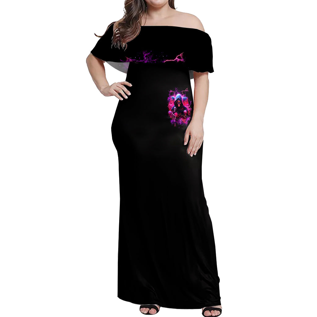Witch Skull Off Shoulder Maxi Dress I'm Not Anti-Social I'm Just Not User Friendly - Wonder Print Shop