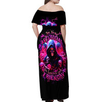Witch Skull Off Shoulder Maxi Dress I'm Not Anti-Social I'm Just Not User Friendly - Wonder Print Shop