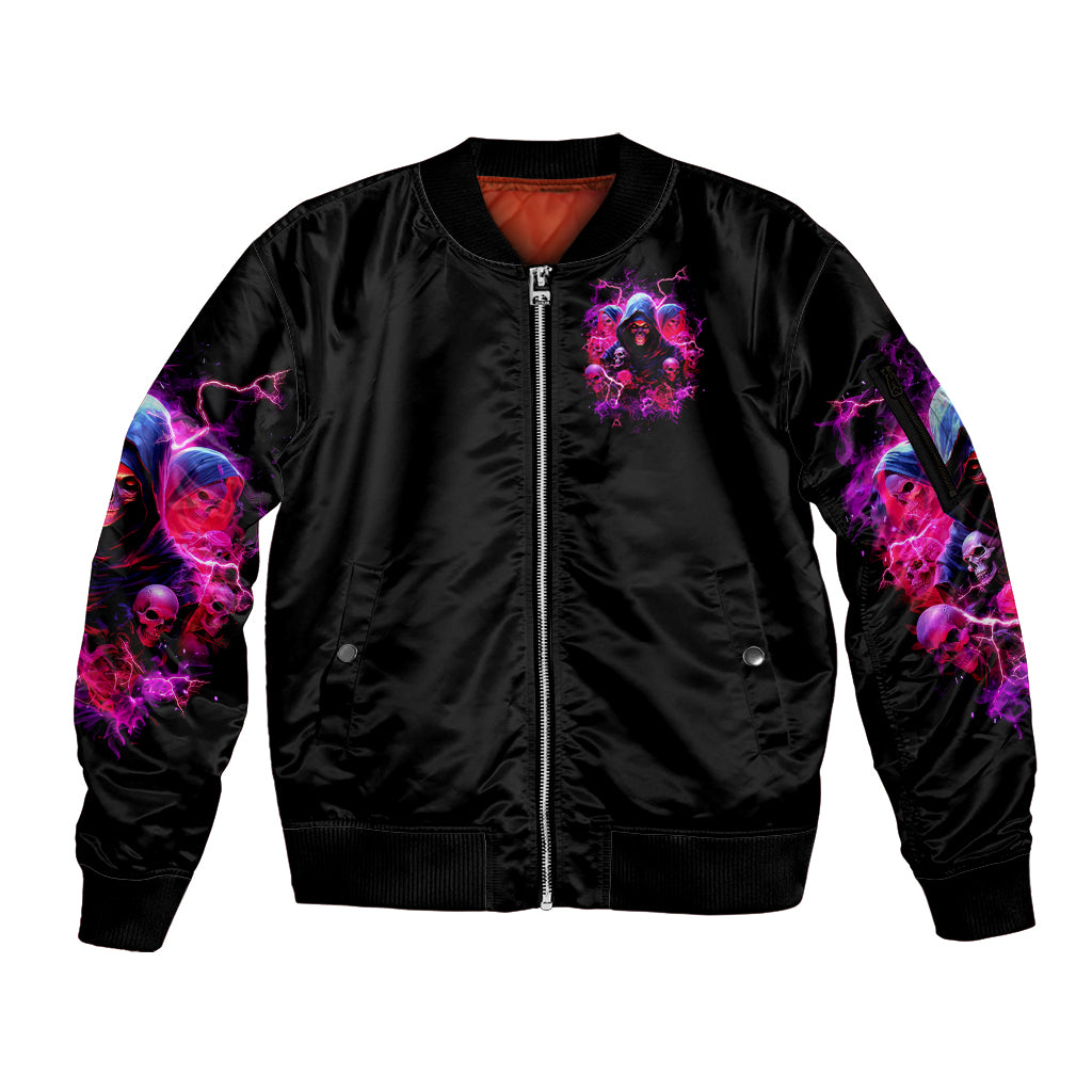 Witch Skull Sleeve Zip Bomber Jacket I'm Not Anti-Social I'm Just Not User Friendly - Wonder Print Shop