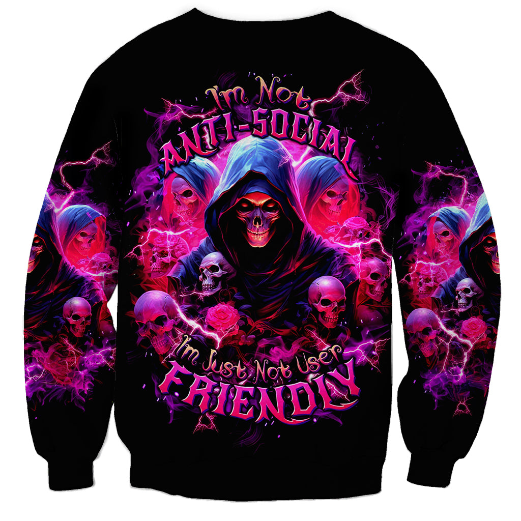 Witch Skull Sweatshirt I'm Not Anti-Social I'm Just Not User Friendly - Wonder Print Shop