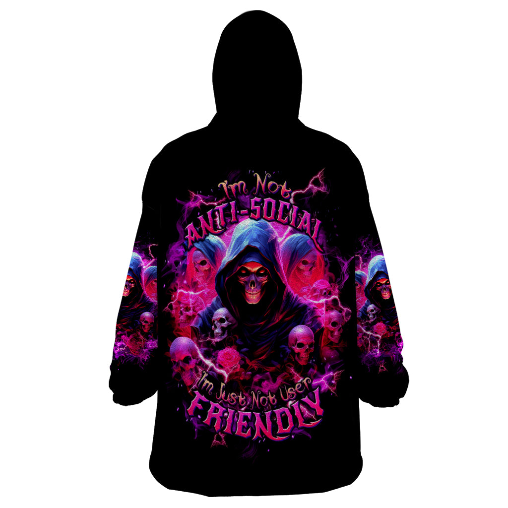 Witch Skull Wearable Blanket Hoodie I'm Not Anti-Social I'm Just Not User Friendly - Wonder Print Shop