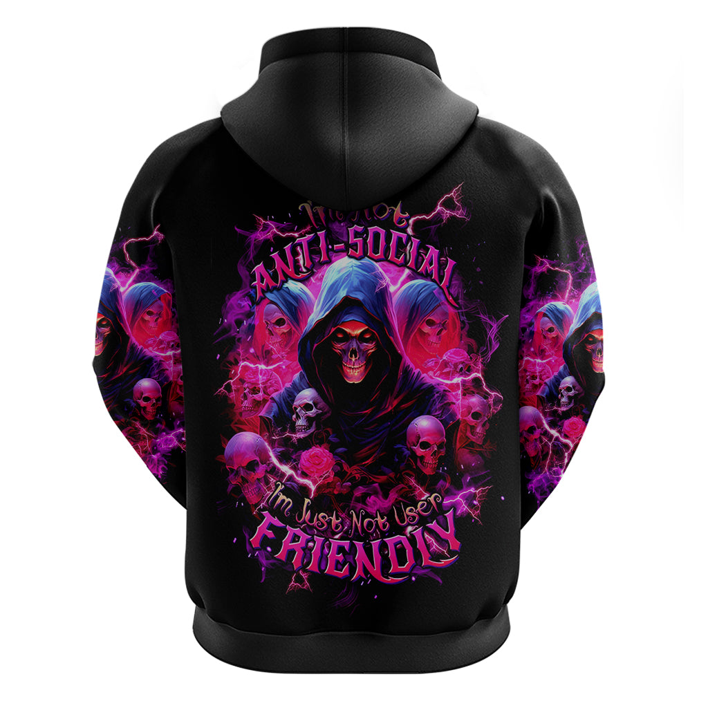 Witch Skull Zip Hoodie I'm Not Anti-Social I'm Just Not User Friendly - Wonder Print Shop