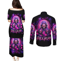 Rose Skull Couples Matching Puletasi and Long Sleeve Button Shirt DILLIGAG - Wonder Print Shop