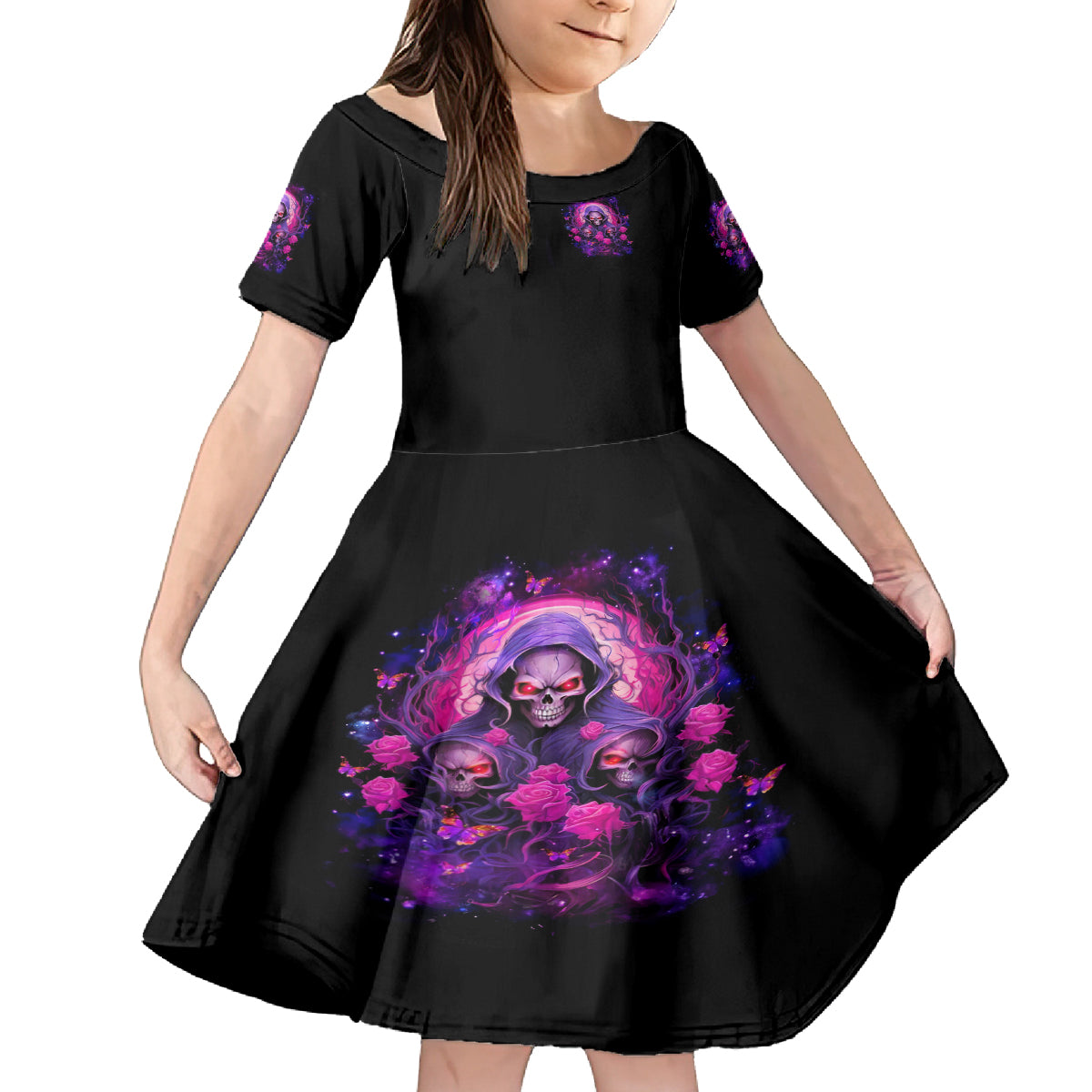 Rose Skull Family Matching Off Shoulder Long Sleeve Dress and Hawaiian Shirt DILLIGAG - Wonder Print Shop