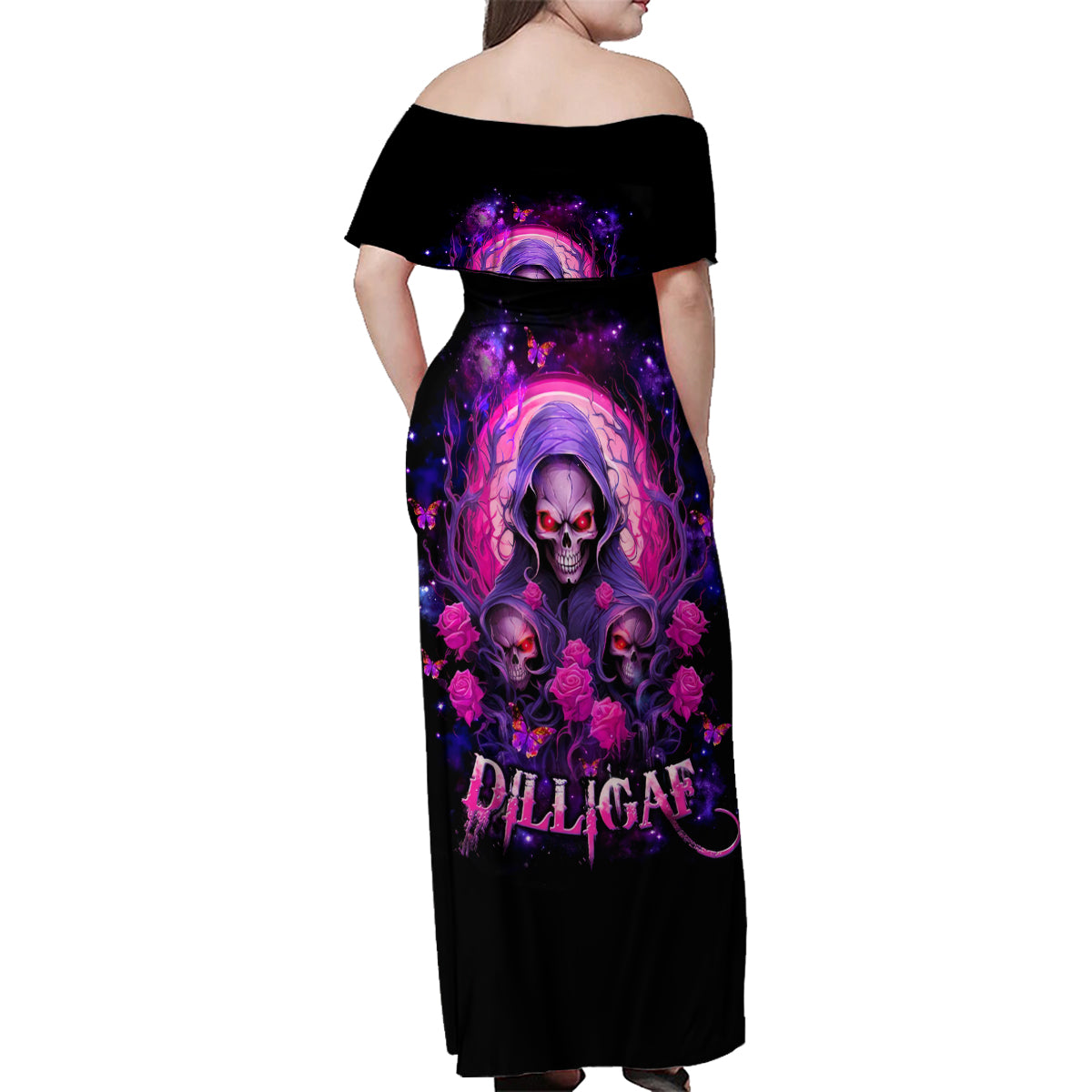 Rose Skull Family Matching Off Shoulder Maxi Dress and Hawaiian Shirt DILLIGAG - Wonder Print Shop
