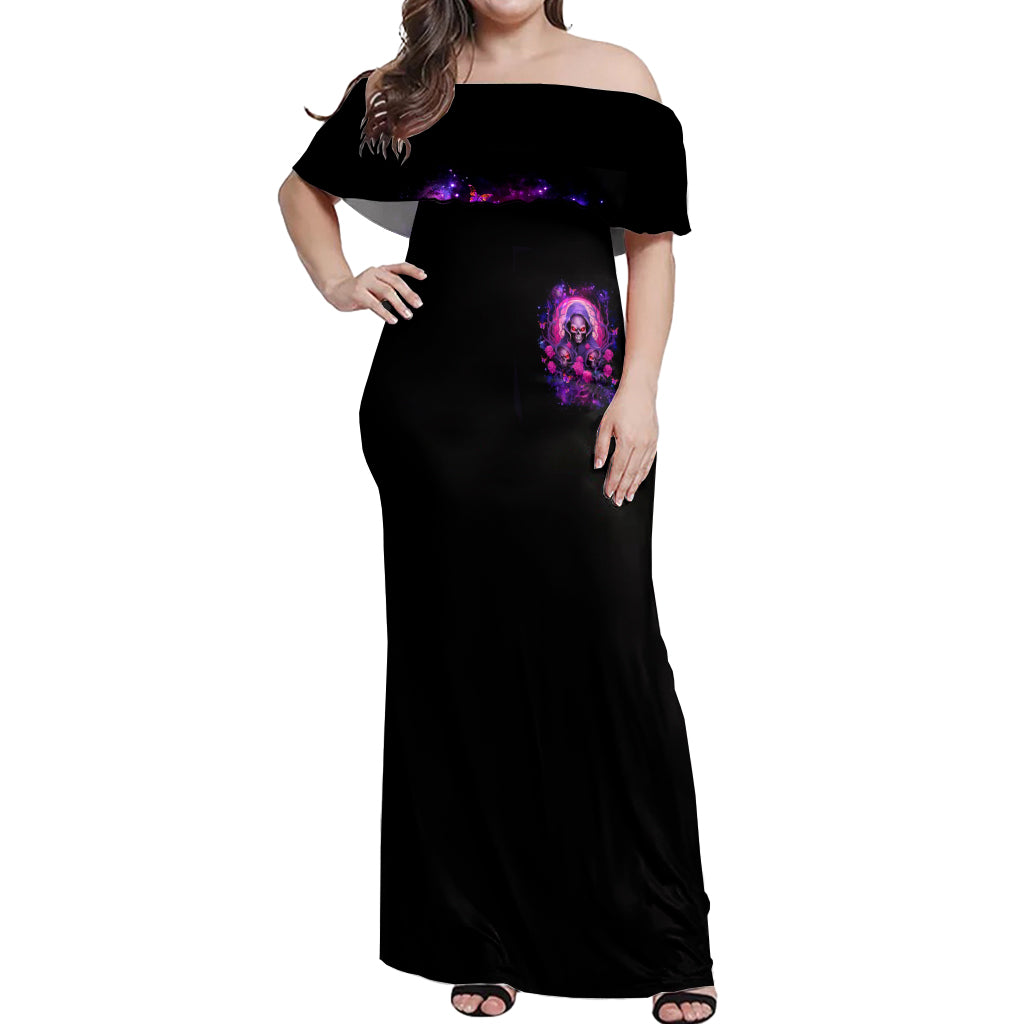 Rose Skull Off Shoulder Maxi Dress DILLIGAG - Wonder Print Shop