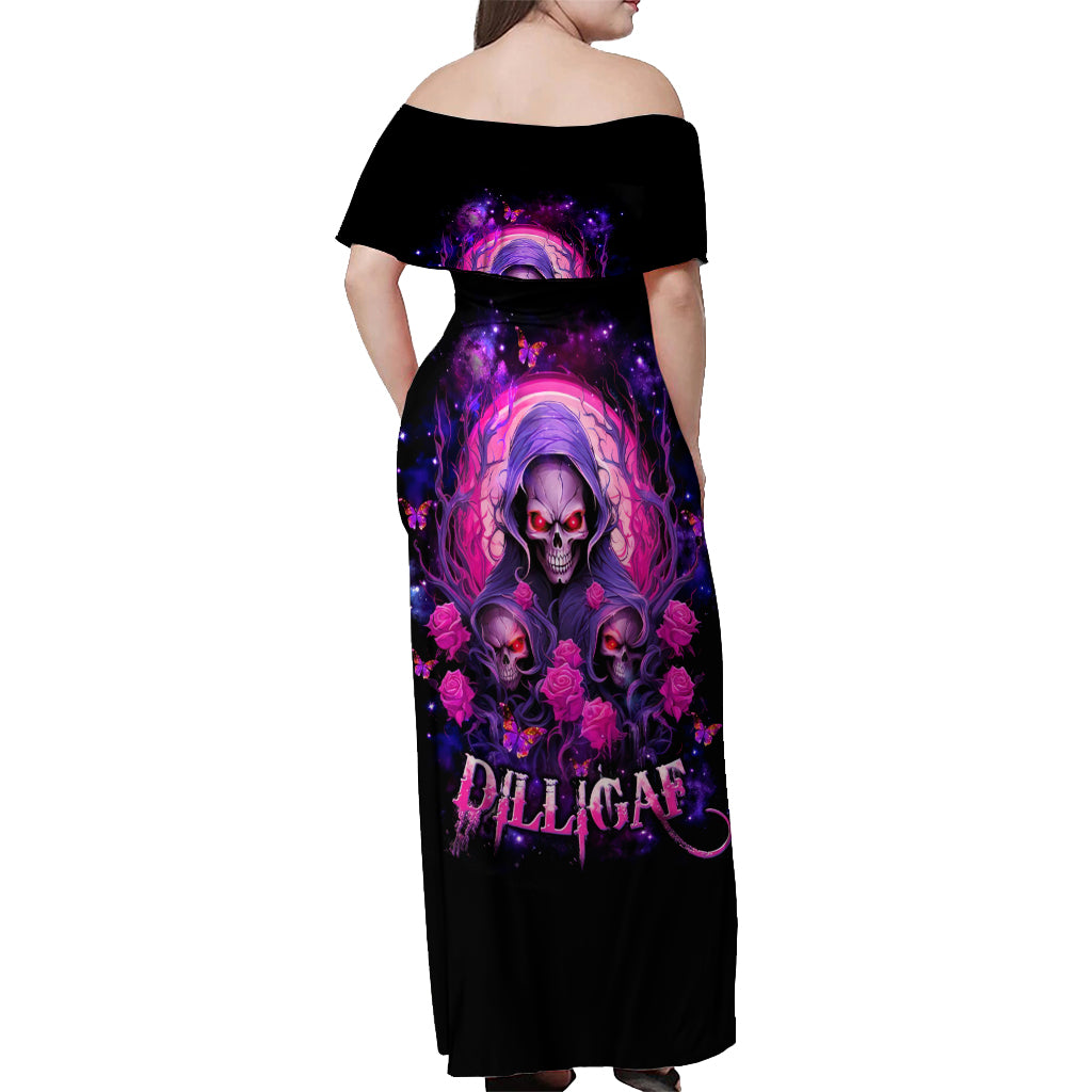 Rose Skull Off Shoulder Maxi Dress DILLIGAG - Wonder Print Shop