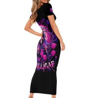 Rose Skull Short Sleeve Bodycon Dress DILLIGAG - Wonder Print Shop