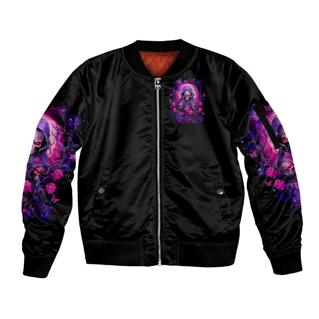 Rose Skull Sleeve Zip Bomber Jacket DILLIGAG - Wonder Print Shop