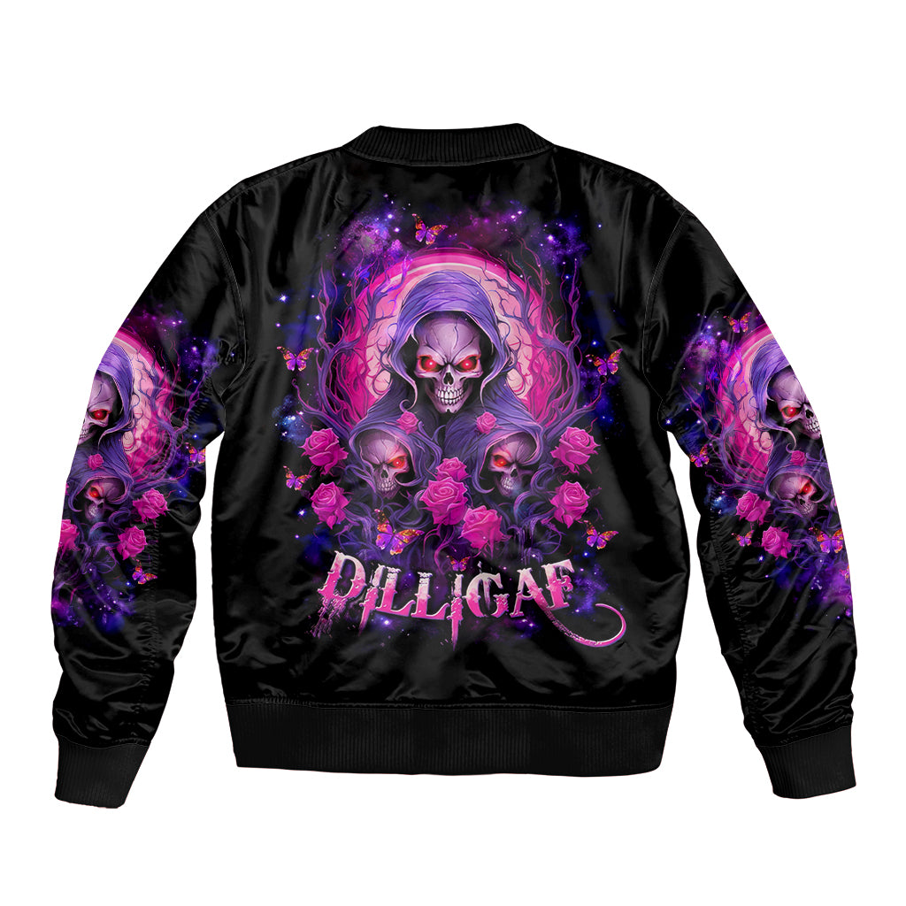 Rose Skull Sleeve Zip Bomber Jacket DILLIGAG - Wonder Print Shop