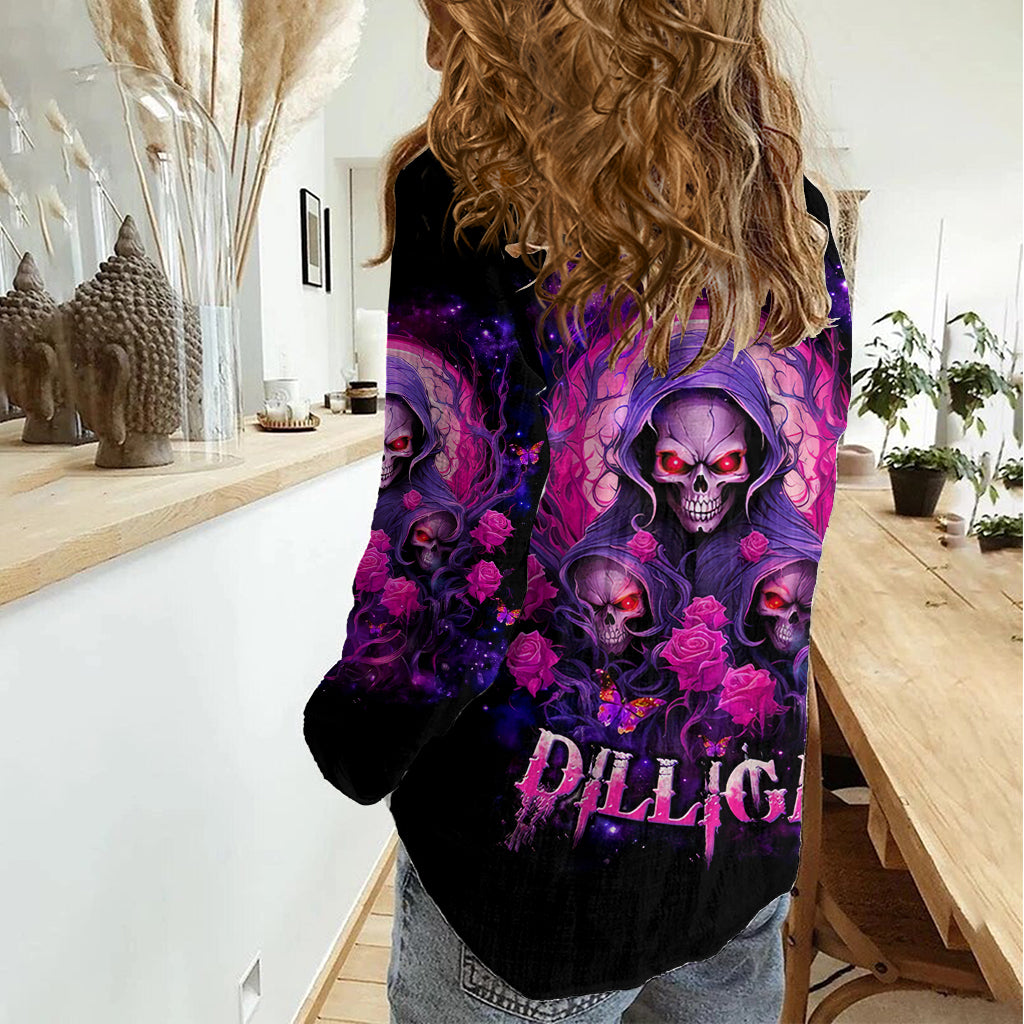Rose Skull Women Casual Shirt DILLIGAG - Wonder Print Shop