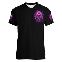 Rose Skull Women V Neck T Shirt DILLIGAG - Wonder Print Shop